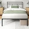 Elias lit 90x190 cm - Cadre de lit en métal avec tête de lit - Montage Facile - Hauteur 30 cm - Lit avec Support de Lattes en métal - Espace de Rangement sous Le lit - Design Moderne - Noir