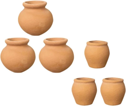 Lot De 6 Mini Pots En Terre Cuite Pour Succulentes, 3 Grands Et 3 Moyens, IdéAl Pour Bureau Et ÉTagèRe, Design Rond, MatéRiau Durable, Parfait Pour Bouturage Et Semis