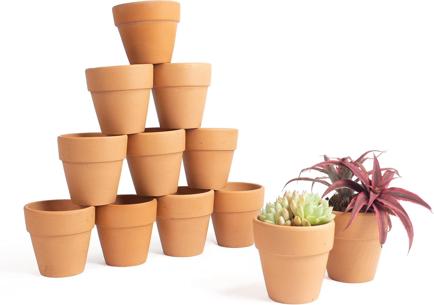 Lot de 12 petits pots perméables en terre cuite de 6,5 cm pour plantes succulentes, cactus, pépinière, poterie, bricolage, maison, bureau, rebord de fenêtre, décoration