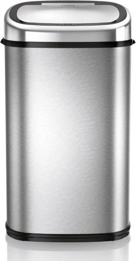 T80901 Poubelle Automatique - Poubelle à Capteur en Acier Inoxydable avec Fermeture Automatique en Douceur, Commande Manuelle - Poubelle Cuisine de 58 L -Argenté