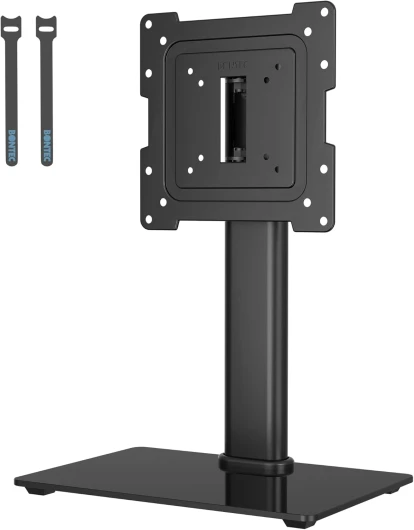 Support TV sur Pied pour Télévision de 17 à 43 Pouces LCD/LED/OLED/Plasma/Incurvé, Pied TV Universel avec Pivot à 50 Degrés, Hauteur Réglable, Capacité Max 45 kg, Max VESA 200x200