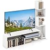Meuble TV Cubique, Bibliothèque en L pour Télé 50", 7 Étagères Ouvertes, Étagère Colonne pour Petite Espace, Salon, Chambre, Kits Anti-basculement Inclus (Blanc)
