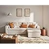 Best Mobilier - Canapé d'angle Convertible avec Coffre Réversible Cyrus en Velours Côtelé - Canapé Lit - Sofa Beige 4 Places - Angle Droit - ou Gauche - Salon
