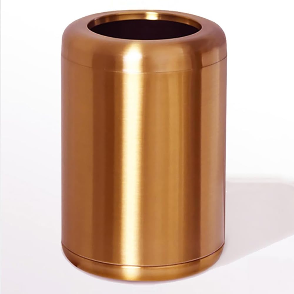 Poubelle de salle de bain en laiton - Grande ouverture - En acier inoxydable - Pour salle de bain, chambre à coucher, hôtel, bureau, fermeture éclair - Or rose