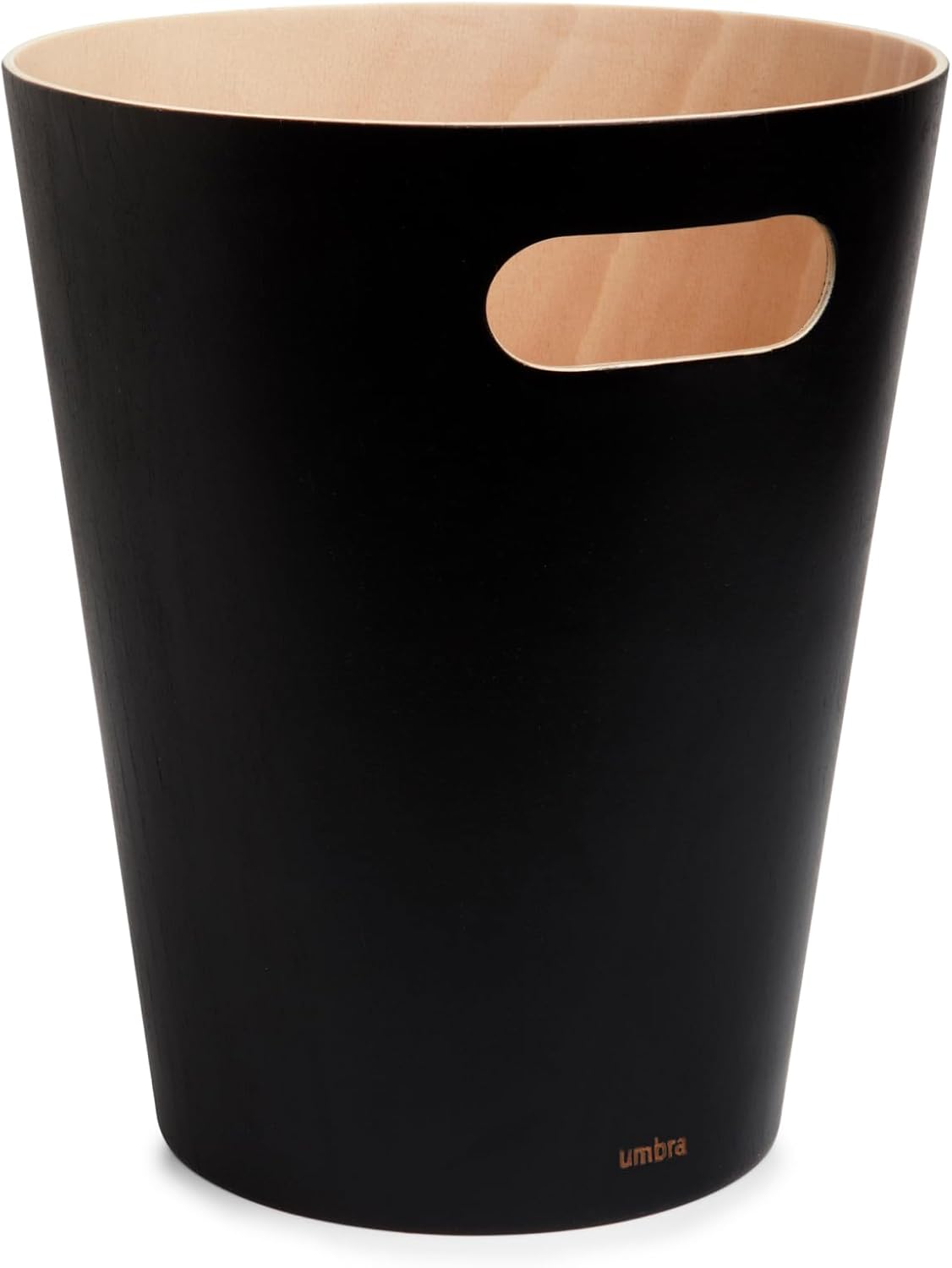 Woodrow Poubelle Ou Corbeille À Papier Moderne En Bois D'Une Capacité De 7.5 L Pour Salle De Bain - Bureau - et Bien Plus Encore - Hêtre Commun - Noir/Naturel