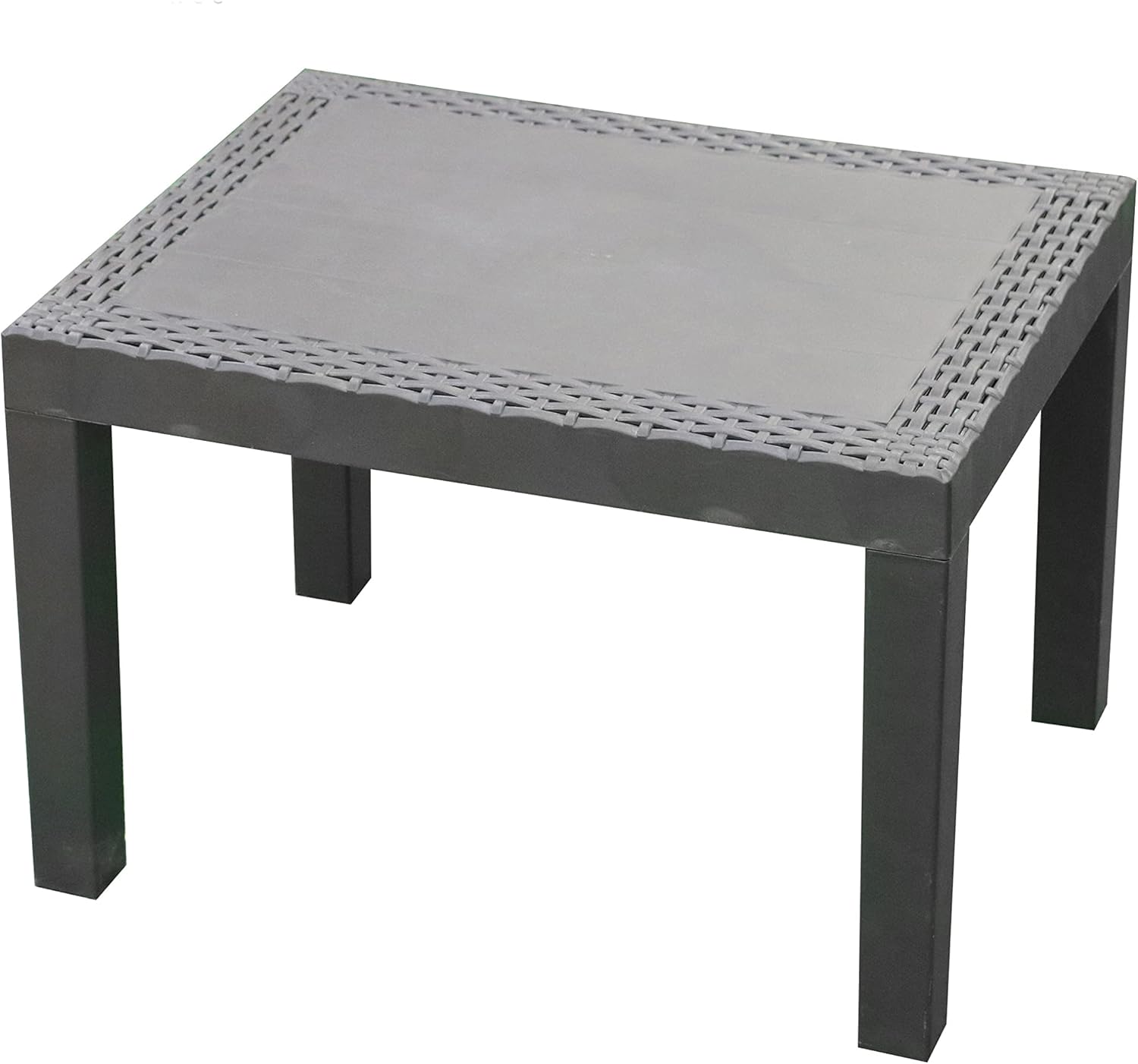 Spetebo Table de jardin Jack anthracite avec aspect rotin – 59x46 cm – Table d'appoint de jardin en plastique – Table de balcon, table de terrasse, petite, résistante aux intempéries, pour l'extérieur