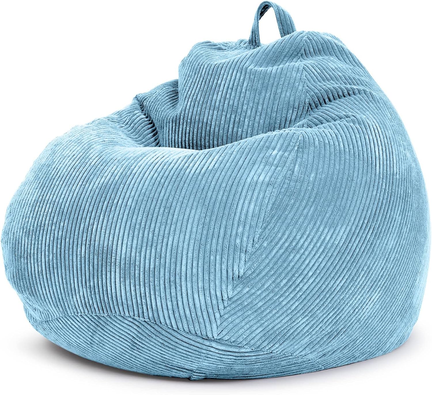 © Pouf d'Intérieur 90x110cm Remplissage de Perles EPS & Tissu en Velours Côtelé Doux Lavable - Intérieur Coussin Sol Siège Repos Tabouret Chaise Fauteuil Relax Tissu Bleu Clair