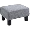Pouf Repose-Pied Tabouret Bas en Tissu de Lin capacité de Charge 110 Kg 40 x 30 x 24 cm Gris