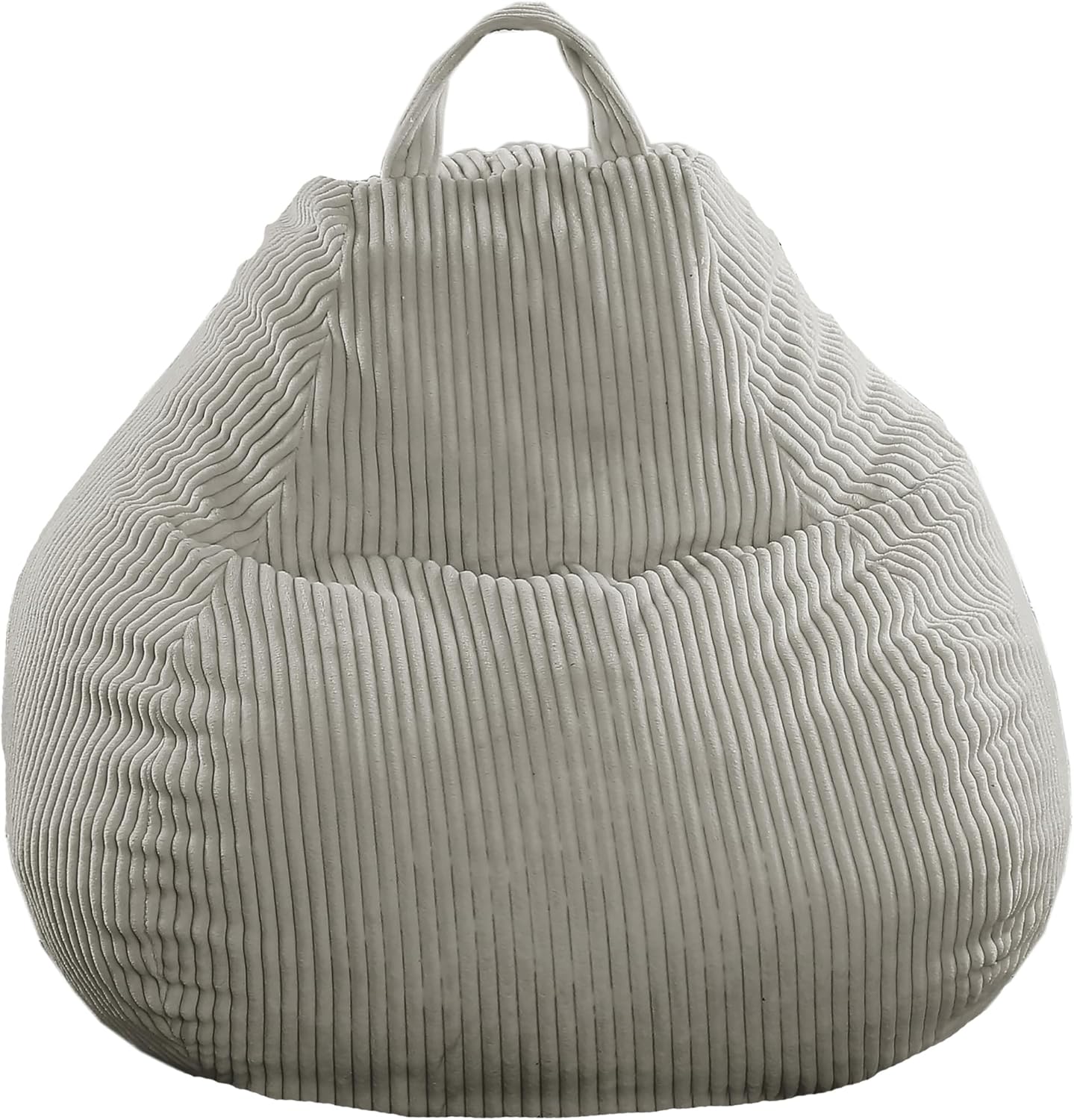 Pouf Poire en Velours Côtelé – Doux, Confortable, Facilement Transportable & Housse Lavable – Gros Pouf Salon/Chambre pour Adulte, Ado, Enfant (105 x 85 cm, Gris Clair)