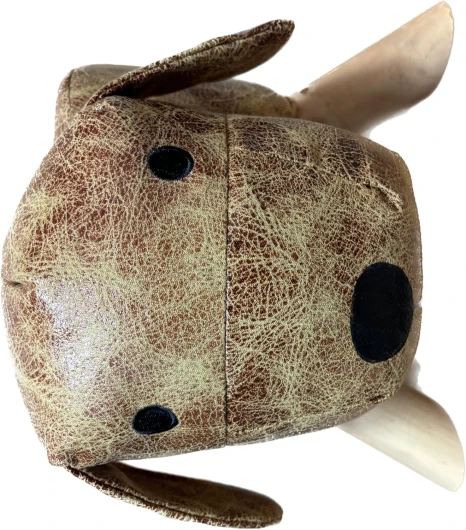 Peluche Chien en Cuir Synthétique Gris, Pouf Décoratif
