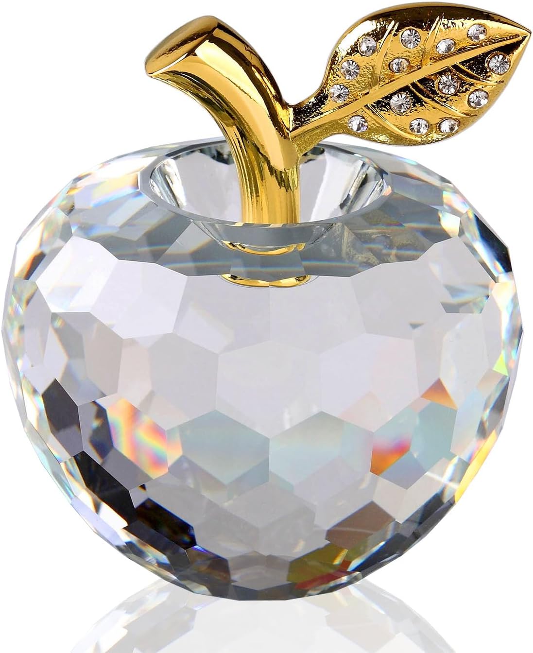 Presse-papier en forme de pomme en cristal pour décoration de table (blanc)