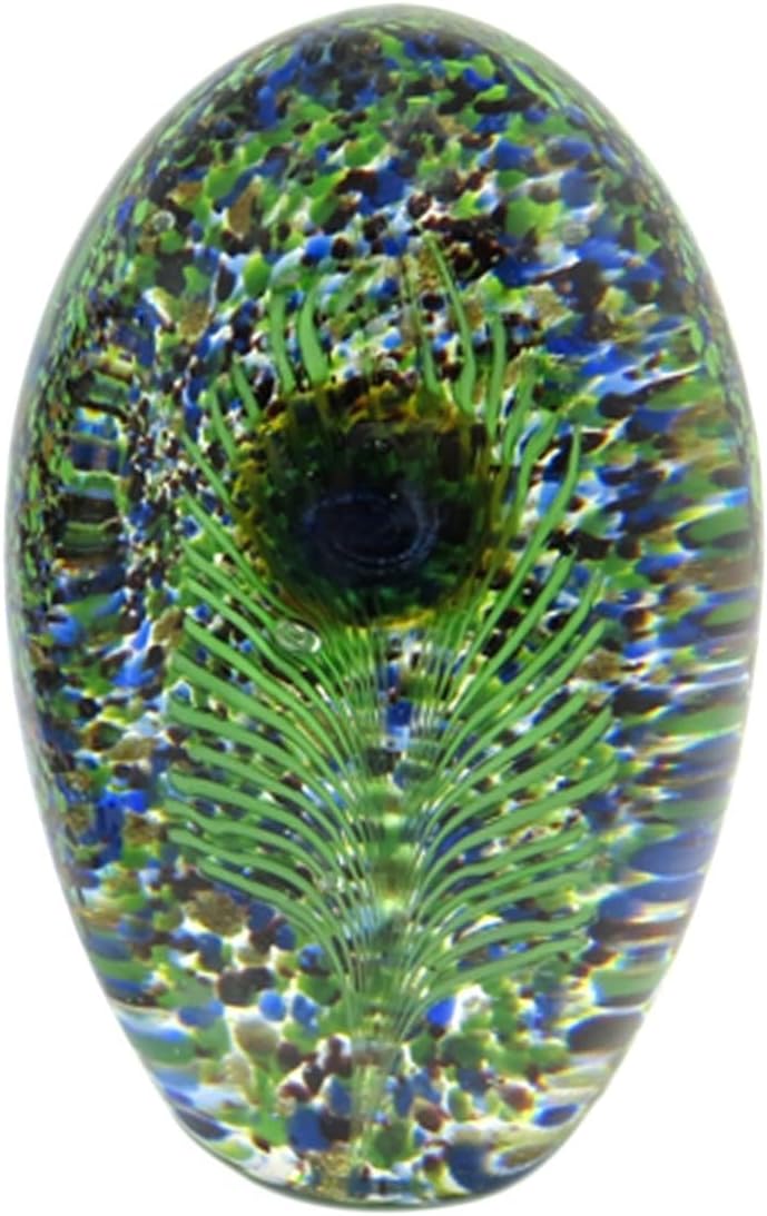 Générique Presse-Papier en Verre de Forme Ovale, 11,5 cm x 7,5 cm, Couleur Verte Dominante