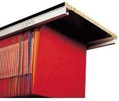 Jeu de 2 Rails 76cm support dossiers suspendus (dossiers suspendus non fournis) en aluminium à visser sous tablette bois