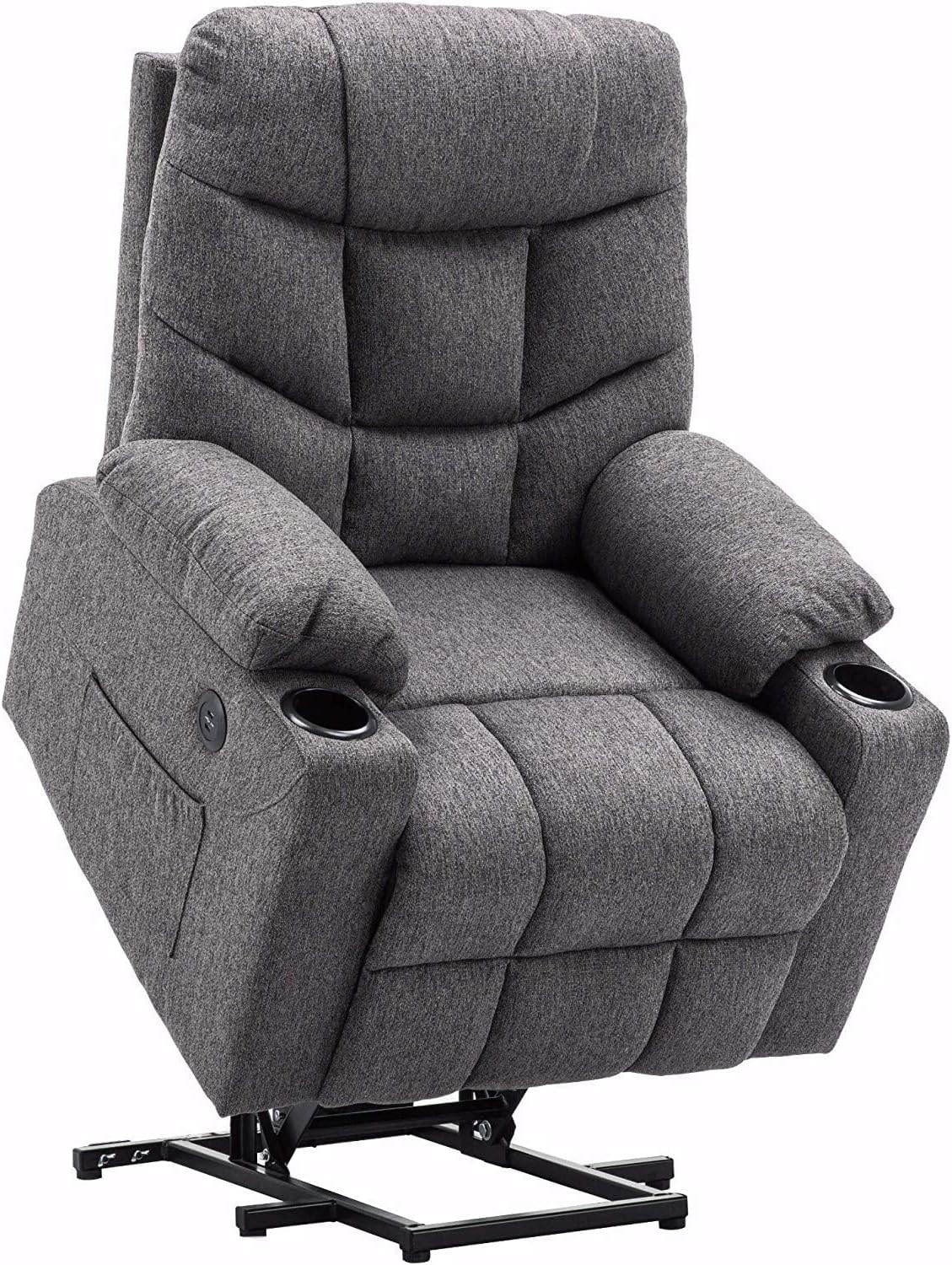 Fauteuil TV avec Aide à la montée électrique, Fauteuil avec Aide à la montée, Fauteuil TV avec Fonction inclinable jusqu'à 140°, avec USB 7286 (Tissu, Gris)