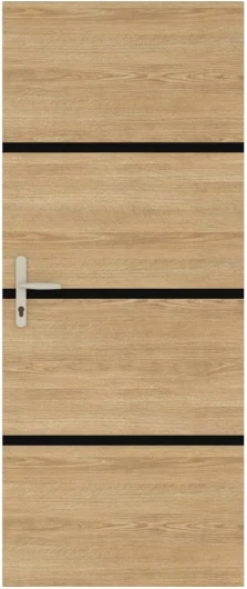 NORDLINGER PRO Kit de rénovation de porte décor chêne et profilés noirs - Modèle Non encollé