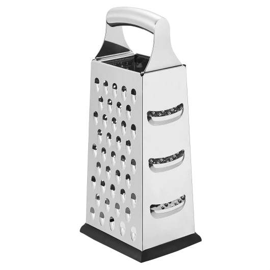 Rectangulaire Râpe à fromage ultra robuste en acier inoxydable 4 côtés avec base antidérapante 22,9 cm, Noir (Anciennement marque AmazonCommercial)