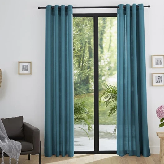 Paire de Rideaux d'ameublement Effet Lin Moonlight 140 x 260 cm (Paon, Paire de Rideaux 140 x 260 cm)