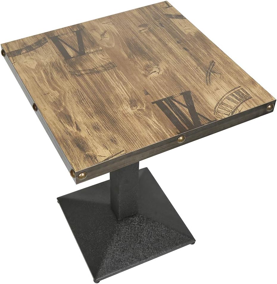 Table rectangulaire rustique industrielle en MDF et métal - Cuisine et bar, Table basse ronde en bois - 60*60*75cm-A