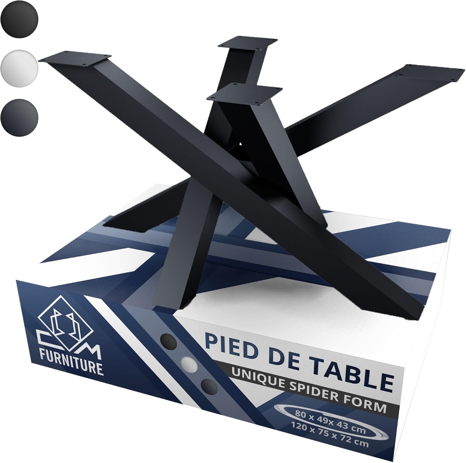 Pied de Table Basse Anthracite UNIQUE Mikado Spider Araignee Form Pietement 43 cm Hauteur Pieds Basse Central Mikado Industriel Table à Café Salon Petit Rafraîchir le Décoration Loft Look