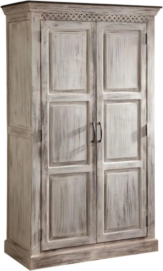 Armoire - Bois Massif de manguier ciré (Blanc Antique) - Style Campagne Chic - Castle Antik #221