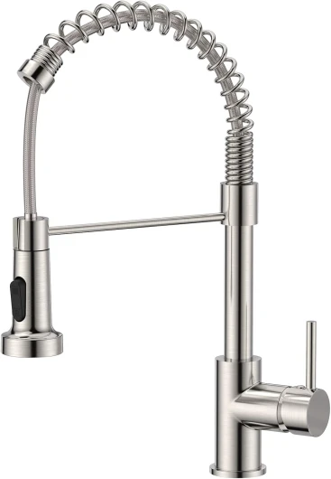Robinet Cuisine, Mitigeur Cuisine Avec Douchette Pivotant à 360° d'Évier à Arc Élevé Pulvérisateur Escamotable 2 Modes, Acier Inoxydable