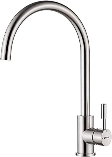 G4008 Robinet de Cuisine Mitigeur Évier à Poignée Unique, Arc Élevé Débit Élevé 360, Acier Inoxydable Économe en Eau [Classe A+] Exclusivité Amazon
