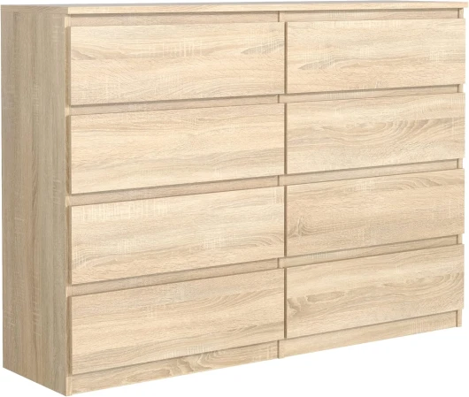 Commode chêne-Sonoma Mat avec 8 tiroirs 120 cm, Meuble Rangement, Commode Chambre H : 101,5 cm, L : 120 cm, P : 39 cm, Commode avec tiroirs, Commode Chambre Adulte
