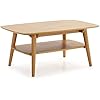 HOMN LIVING Table Basse Palma 1 Trou Couleur chêne, Bois Massif, 100 cm (Largeur) 60 cm (Profondeur) 45 cm (Hauteur)