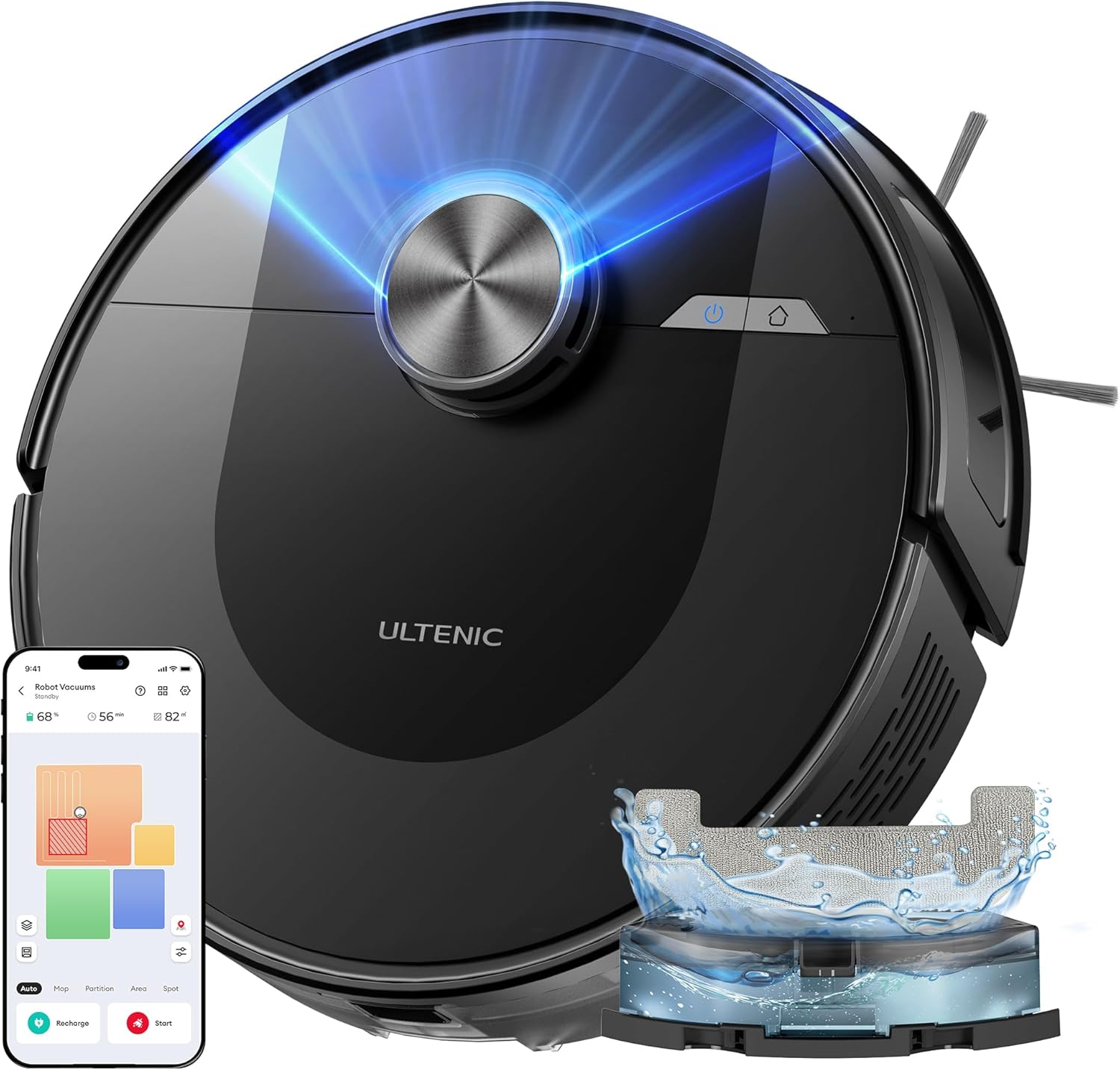 D10 Aspirateur Robot, Navigation LiDAR, 5000Pa/120Min, Robot Aspirateur Laveur Mince, Silencieux - Idéal pour Poils d’Animaux, Cheveux, Poussière et Moquettes