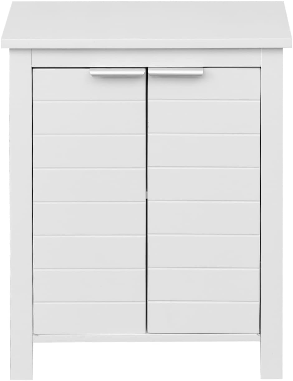 Meuble de Salle de Bain Autoportant, Meuble d'Entrée de Buanderie, Blanc, 2 Portes, Moderne, Résistant à l'Humidité - Dimensions : 60 × 48 × 30 cm (H x L x P) - Art - RE6684