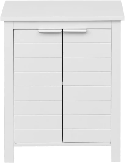 Meuble de Salle de Bain Autoportant, Meuble d'Entrée de Buanderie, Blanc, 2 Portes, Moderne, Résistant à l'Humidité - Dimensions : 60 × 48 × 30 cm (H x L x P) - Art - RE6684