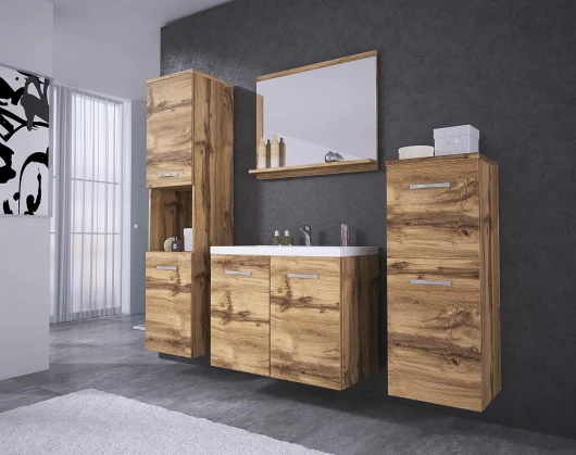 PIASKI Ensemble de meubles de salle de bain Roma, ensemble de meubles de salle de bain avec lavabo inclus, meubles de salle de bain, meubles modernes (Wotan), One size, (MALO001)