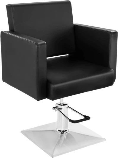 Physa Fauteuil Barbier Coiffure Chaise Coiffeur PHYSA BEDFORD BLACK (Pompe Hydraulique, Hauteur Réglable 45-56 cm, Max 200 Kg, Revêtement PVC, Noir)