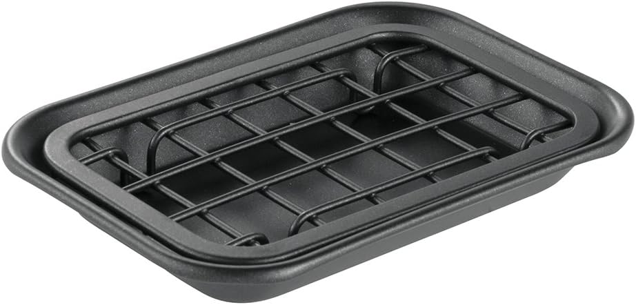 Porte savon, petit range savon en métal, support savon avec socle au design grillagé pour l'évacuation d'eau, noir mat