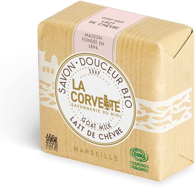 Savon Douceur Bio, Lait de chèvre, 100 g - Peaux sensibles type eczémas, psoriasis ou acné - vertus hydratantes