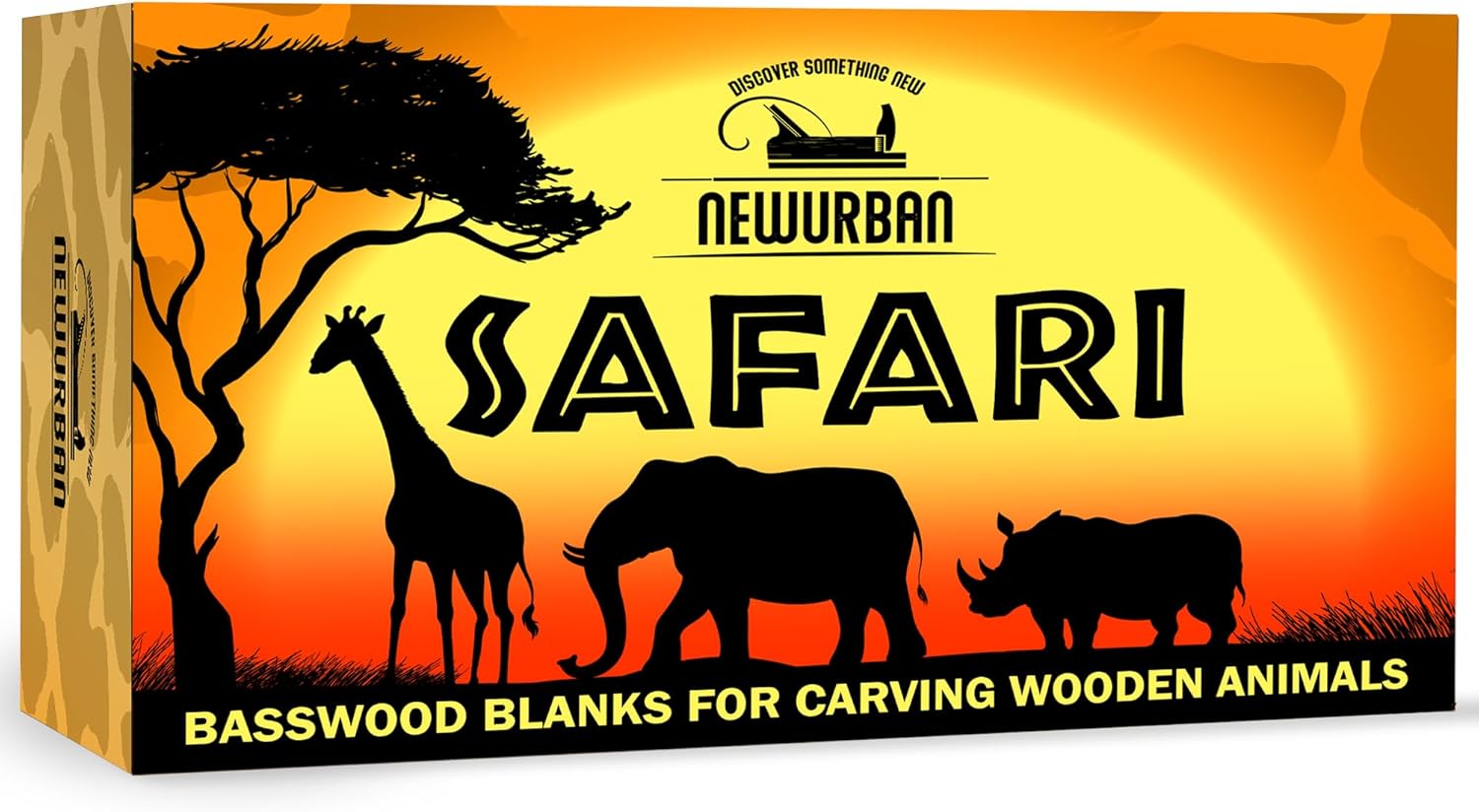 Ébauches en Tilleul Pour Sculpter des Animaux en Bois – Kit de Taille Avec Rhinocéros Girafe Éléphant – Kit de Sculpture Sur Bois Pour Débutants – Kit de Menuiserie en Tilleul – 3 Blocs de Bois Bruts