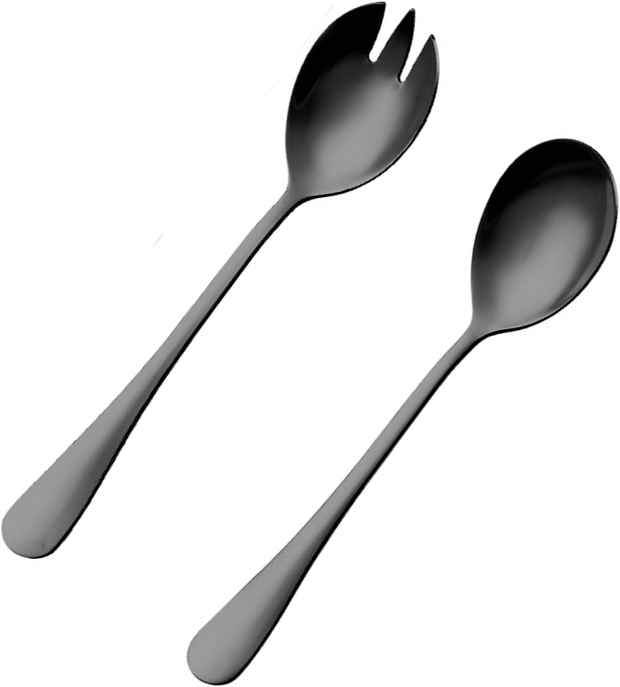 Ryaupy Noir Couverts à Salade, Ensemble de Service à Salade en Acier Inoxydable, serveurs à Salade, cuillère à Salade, Fourchette à Salade, Lot de 2