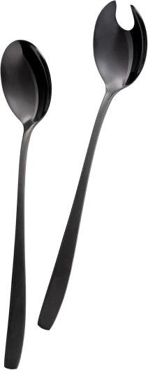 GRÄWE Königstein Ensemble de 2 couverts à salade en acier inoxydable 18/0 chromé poli Passe au lave-vaisselle Cuillère de service au design intemporel Noir