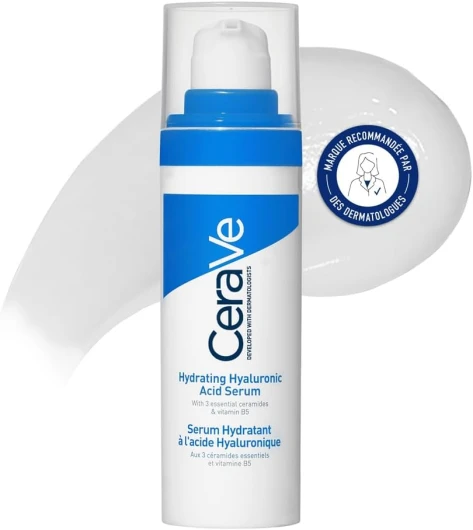 Sérum Hydratant à l'Acide Hyaluronique - Nourrit, Hydrate et Apaise - Diffusion Continue des Actifs - Aux 3 Céramides & Vitamine B5 - Tous Types de Peau - 30 ml