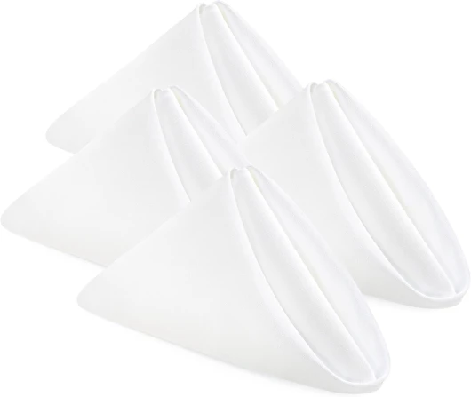 Serviettes en Tissu - Lot de 24 Serviettes de Table en Tissu réutilisables, Douces et Confortables - idéales pour Les événements, Polyester (Blanc, 43x43 cm)