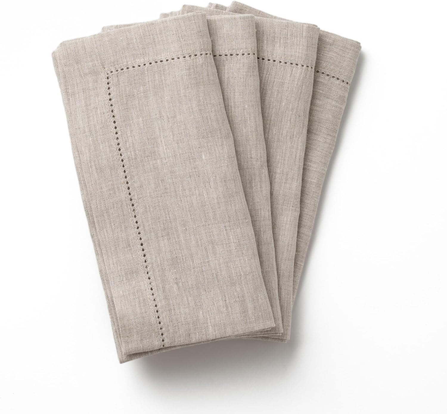 CLIO & CLOVER Lot de 4 serviettes en lin naturel 100 % lin avec bords ajourés au design luxueux – Livrées joliment emballées de la marque londonienne Clio and Clover