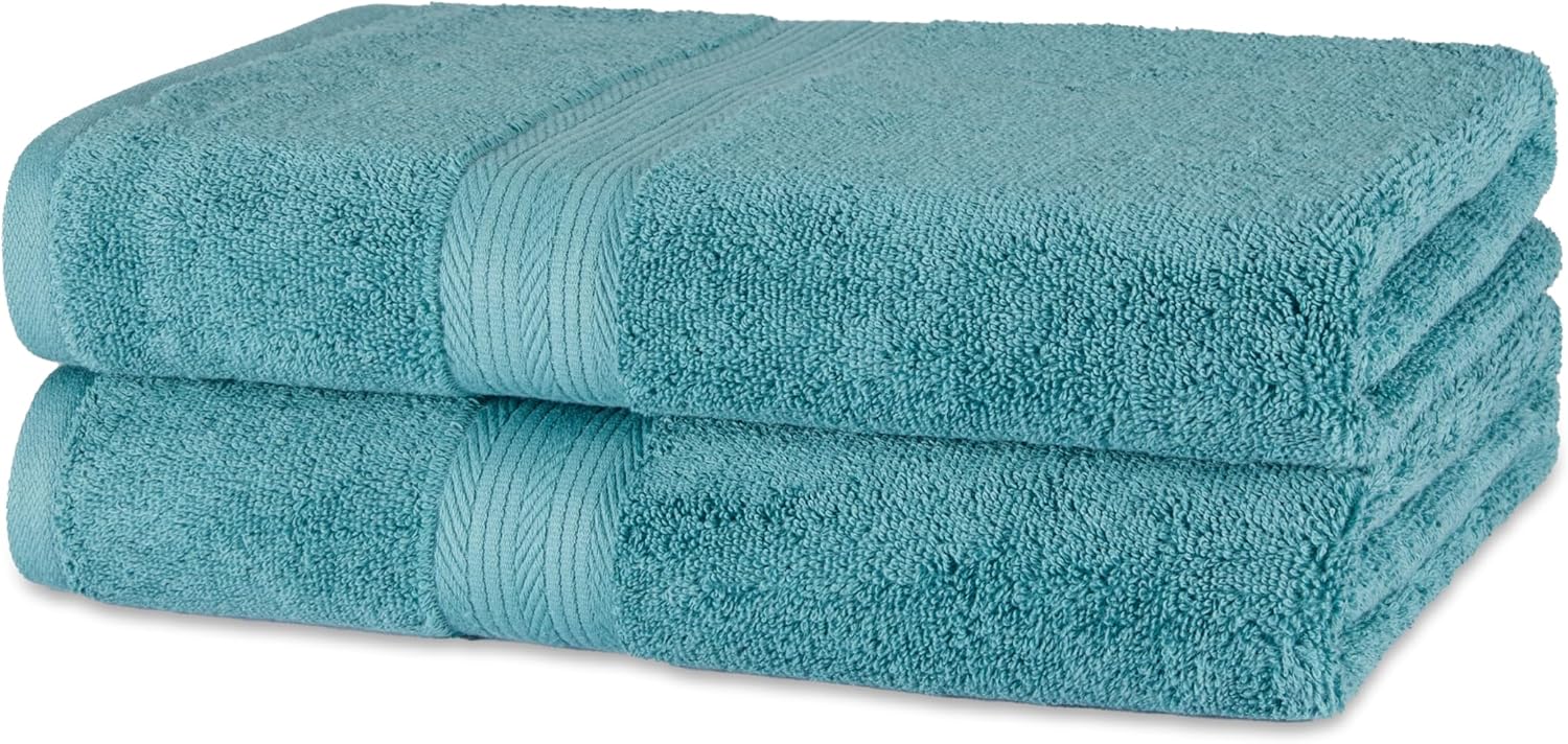 Lot de 2 Serviette de Bain en Coton résistant à la décoloration, 76 x 137 cm, Sarcelle
