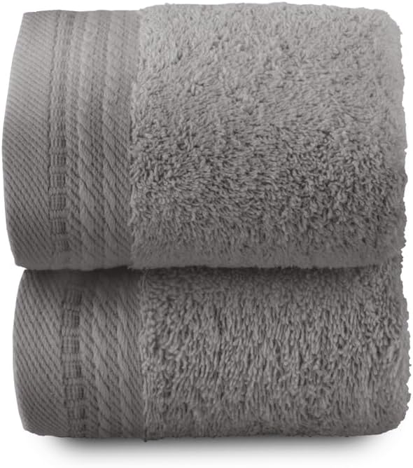 Premium - Grandes Serviettes de Bain - Serviettes de Bain - 2 Serviettes pour Le Visage ou Le Bidet - 30x50 cm - 100% Coton - 600 Grammes - Gris Gris 2 serviettes de bidet