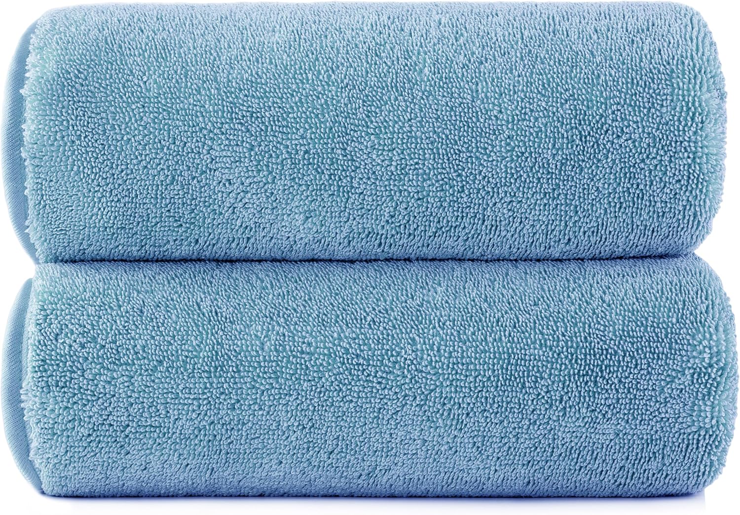 Lot de 2 serviettes de bain surdimensionnées en microfibre à tissage torsadé, non pelucheuses, à séchage rapide, 152,4 x 76,2 cm, bleu, ML-TTB3060-XXX2