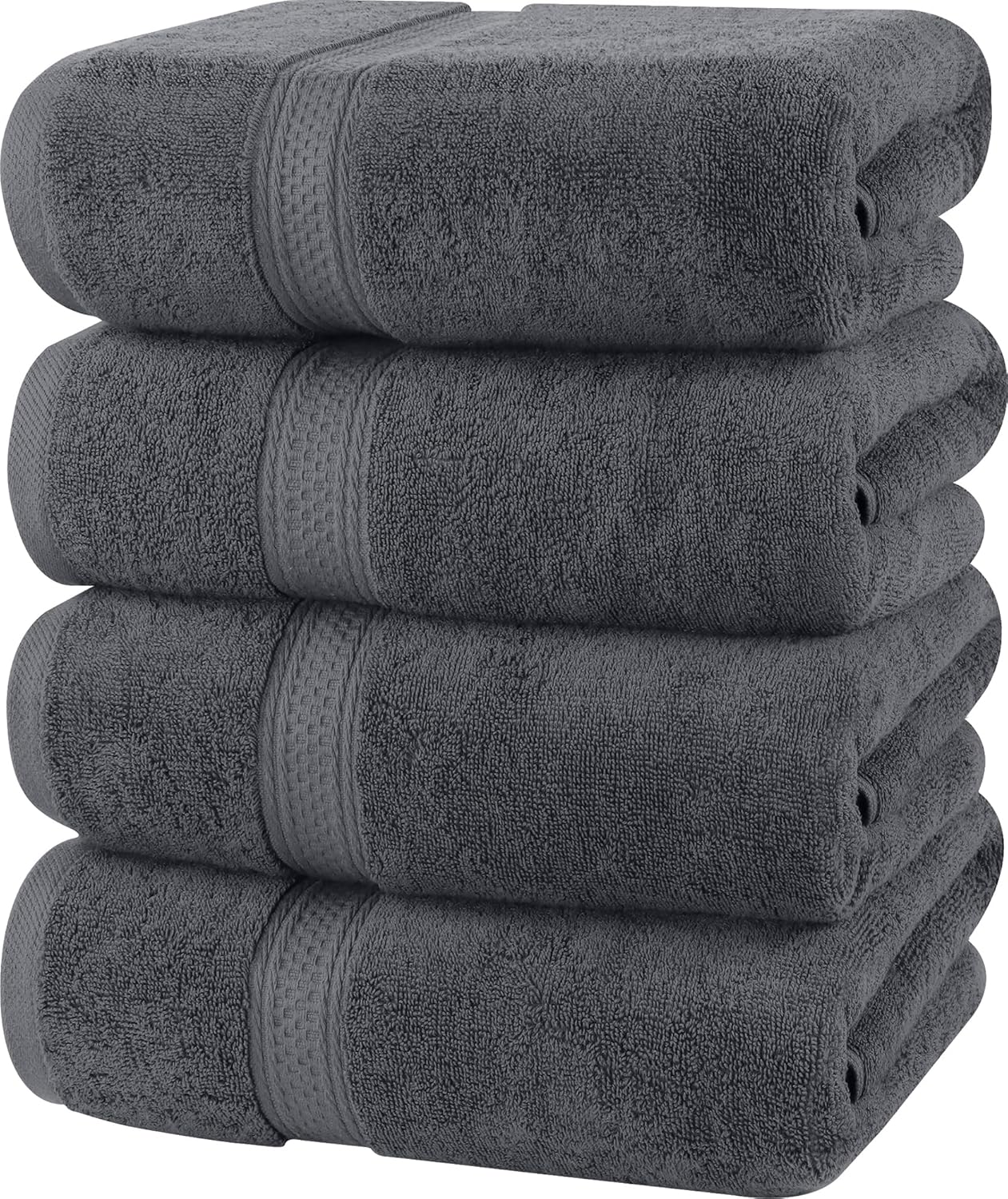 Lot de 4 Serviettes de Bain luxueuses - 100% Coton filé à l'anneau, séchage Rapide, très absorbantes, Douces au Toucher, parfaites pour Un Usage Quotidien - Gris Paquet de 4 Gris