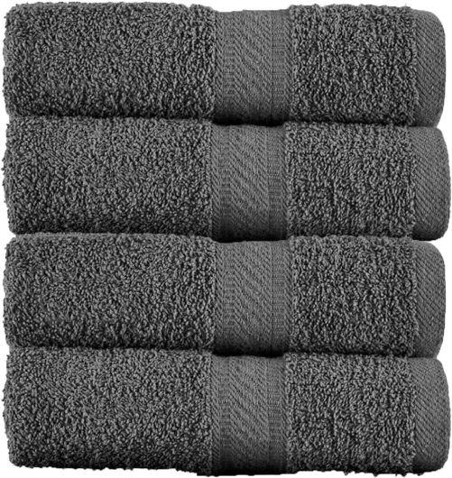 Lot de 4 Grands draps de Bain (70 x 140 cm) - 500 g/m² 100% Coton de Luxe, Ultra Doux, qualité hôtelière, très Absorbant pour Salle de Bain, Douche, Plage et Usage Quotidien (Charbon)