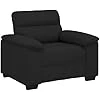 Fauteuil en tissu noir de 60 cm, canapé, fauteuil de télévision, canapé 1 place, canapé 1 place, fauteuil rembourré, fauteuil de bureau