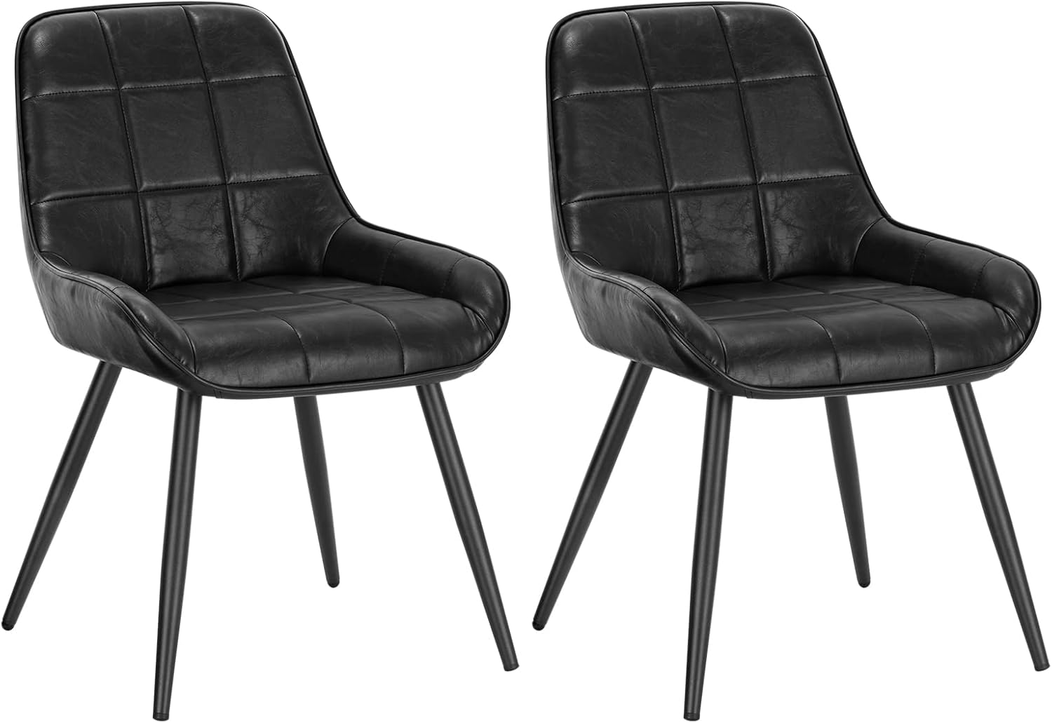 Lot de 2 Chaises de Salle à Manger, Chaises Relaxantes en Simili Cuir, Chaises Scandinaves Ergonomiques avec Dossier pour Salon, Salle de séjour, Cuisine, Chambre à Coucher,Noir, BH332sz-2 Noir Simili cuir