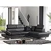 Best Mobilier - Canapé d'angle Convertible - Angle Droit - Lisbona en Simili Cuir - Canapé Lit - Sofa Noir 5 Places - Têtières Réglables - Salon