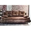 Best Mobilier - Larson - Canapé Droit 3 Places Convertible - avec Coffre de Rangement - Style Industriel, Marron